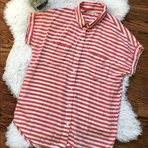 Beachlunchlounge red striped pocket front shirt S